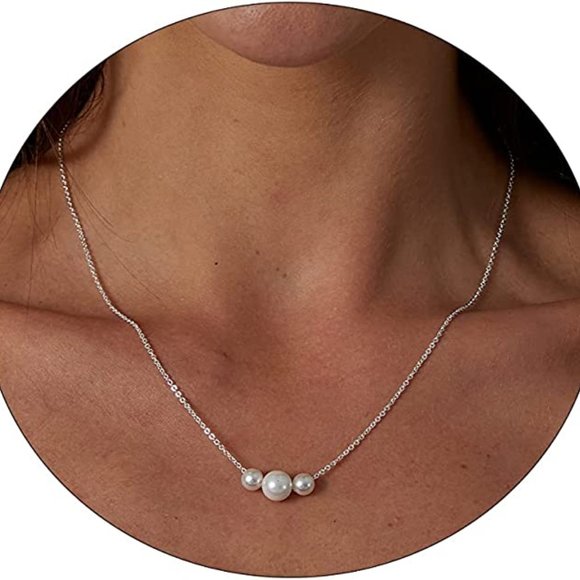 Boutique Accessories - Women 14K Gold Plated Chunky Half Pearl Half Chain Toggle Necklace Minimalist